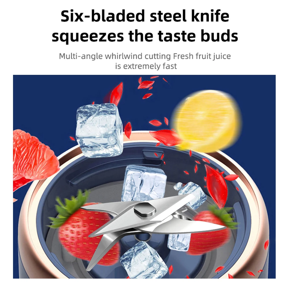 6 Blades Electric Juicer Cup 2 Cups For Travel Portable Juicer Mixer Usb Charge - Image 13