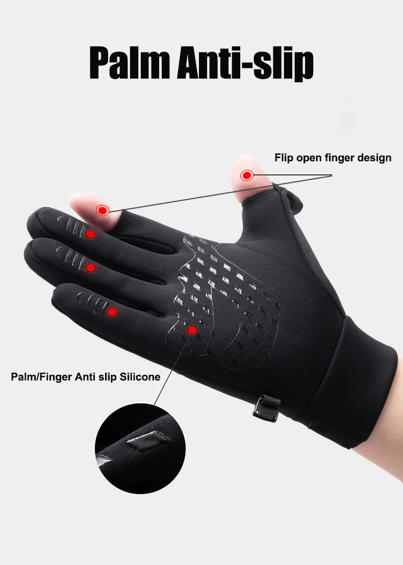 Winter Warm Gloves Flip Over Expose Two Fingers Gloves Waterproof Windproof - Image 11