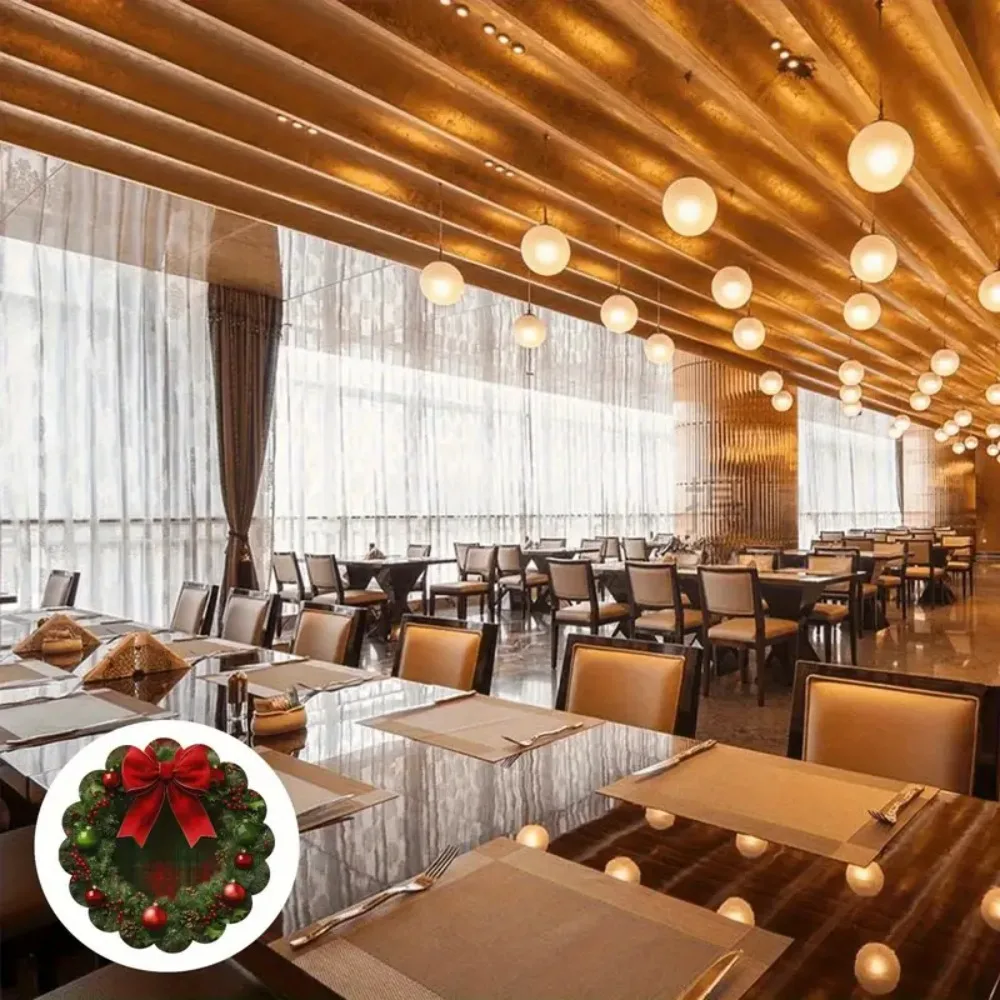 4PCS Christmas Circular Waves Placemats Non Slip Heat Resistant Table Mats - Image 4