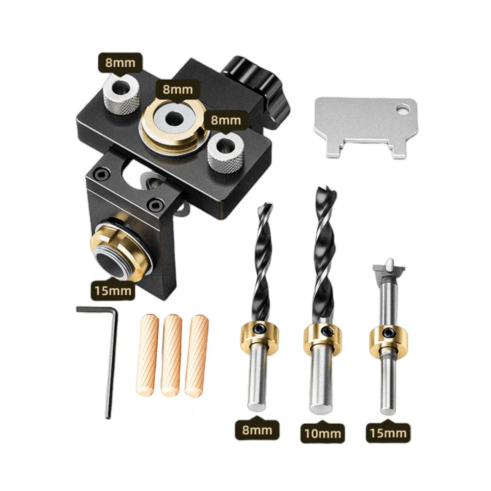 Woodworking 3 In 1 Doweling Jig Kit -Adjustable Wood Dowel Punch Locator Aluminum Pocket Hole Jig - Image 14