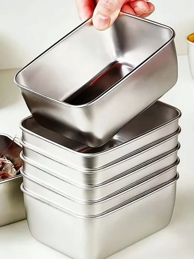 6-Piece Stainless Steel Food Storage Containers Set With Lids - Leakproof, Stackable