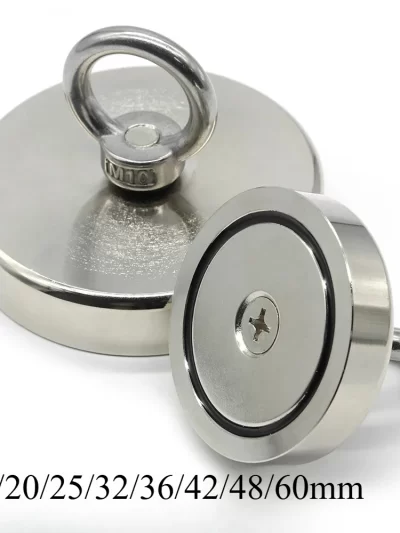 16/20/25/36/42/48/60mm Neodymium Fishing Magnet Heavy Duty Rare Earth Magnet with Countersunk Hole Eyebolt