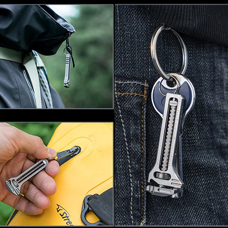 Mini Multitool Wrench, Stainless Steel Adjustable Wrench, Multi-Purpose Tool, as Bottle Opener, Nail Puller, Caliper, Keychain - Image 3