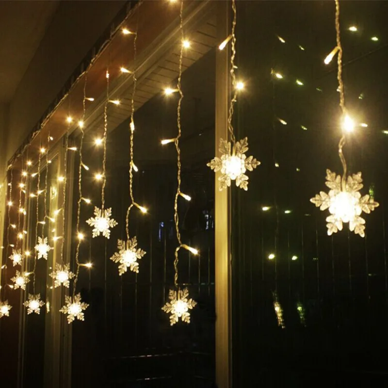 3.2M Christmas Snowflakes LED String Lights Flashing Fairy Curtain Lights Waterproof - Image 18