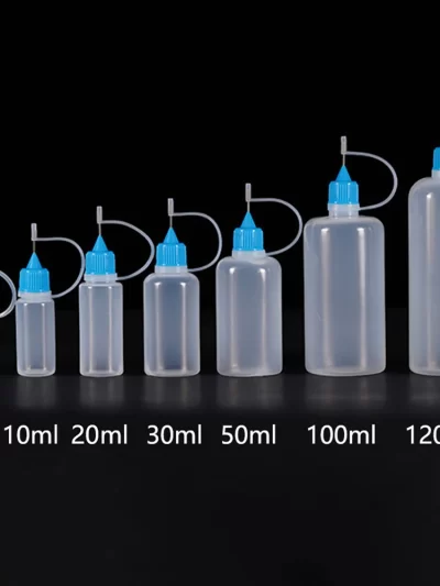 5ml 10ml 20ml 30ml 100ml 120ml PE Plastic Squeezable Tip Applicator Bottle Refillable Dropper with Needle Tip Caps Oil Bottles