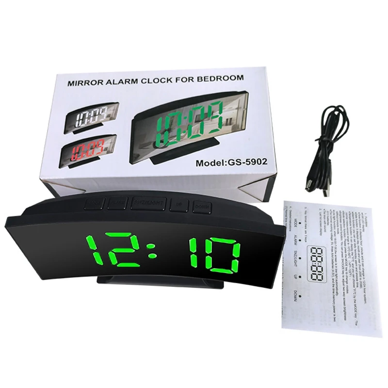 Electronic Alarm Clock Noiseless Design Digital LED Large Display Mirror Electronic Clock Digital Alarm Clock LED - Image 7