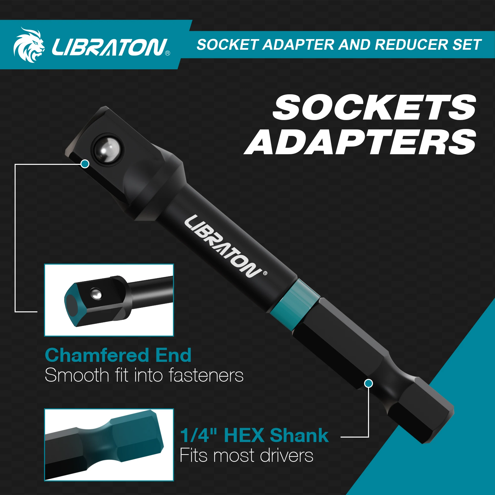 1/4" 3/8" 1/2" Impact Socket Adapters and Reducer, Includes Reducers, Universal Joints, Socket Adapter Extension, 20pcs - Image 6