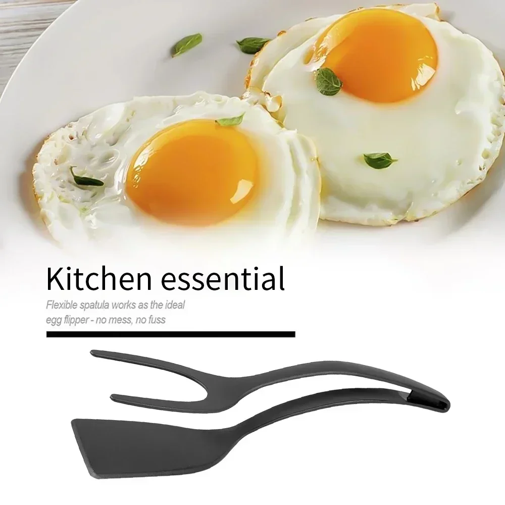 2 in 1 Nylon Grip Flip Tongs with Egg Spatula And Steak Turner Clamp Pancake Fried Turners - Image 12