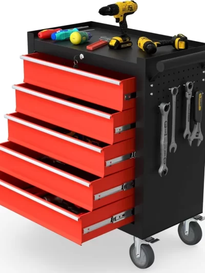 5-Drawer Rolling Tool Chest, Tool Box with 4 Wheels and Drawers