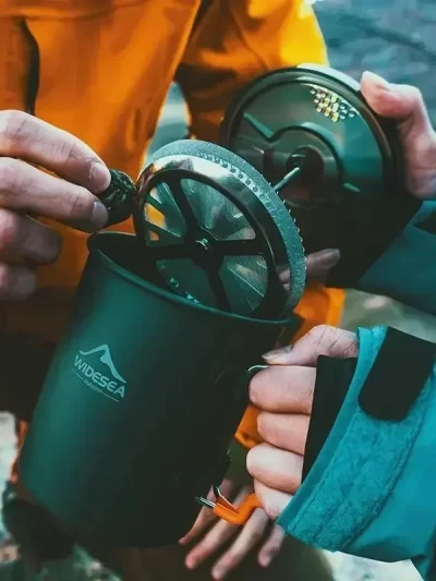 Camping Travel Picnic Coffee Mug Aluminum Filtered Coffee Maker