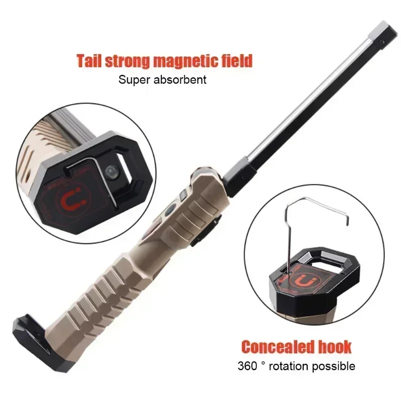 Folding COB XPE LED Work Light Handheld Flashlight with Built-in Battery Lamp Torch Emergency Car Inspection Lamp Red SOS Strobe - Image 3