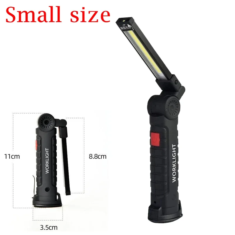 Folding COB XPE LED Work Light Handheld Flashlight with Built-in Battery Lamp Torch Emergency Car Inspection Lamp Red SOS Strobe - Image 8