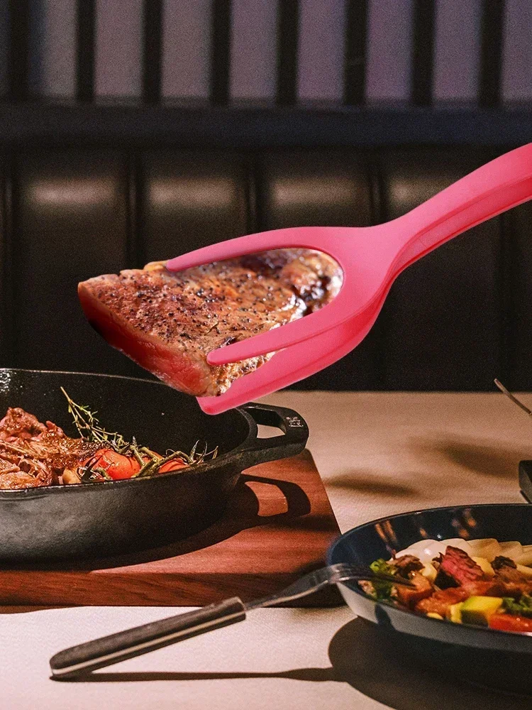 2 in 1 Nylon Grip Flip Tongs with Egg Spatula And Steak Turner Clamp Pancake Fried Turners - Image 15
