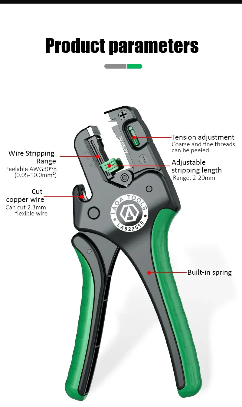 LAOA Multifunctional Fast Fully Automatic Wire Stripping Pliers 0.05-10 mm² Cable Cutting Nippers - Image 13