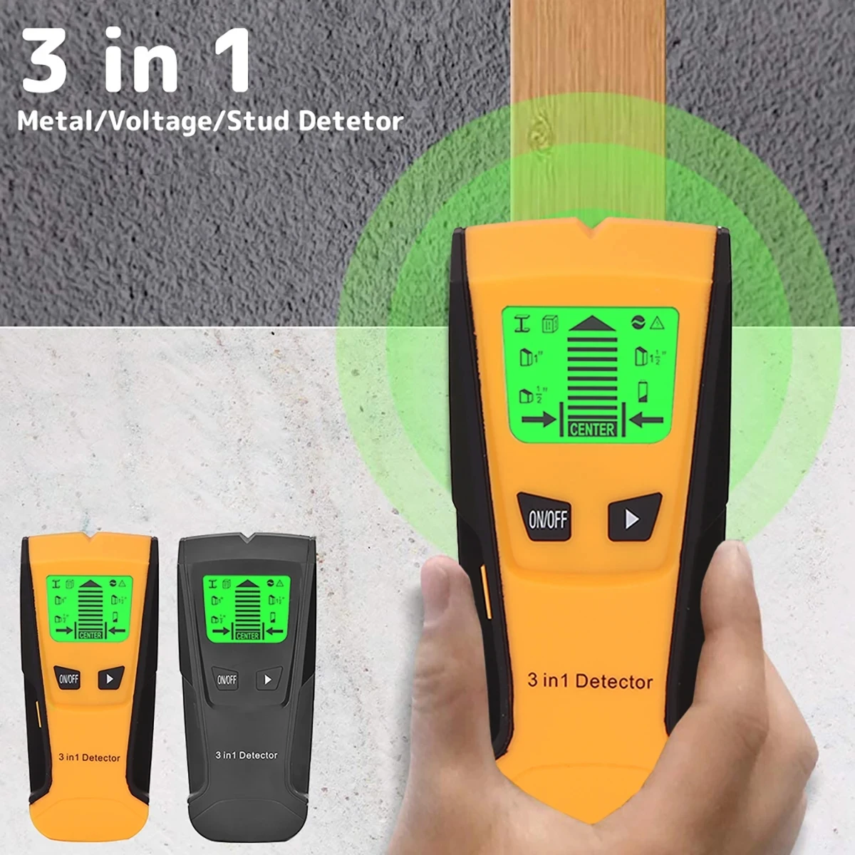 3 In 1 Metal Detector Find Metal Wood Studs AC Voltage Live Wire Detect Wall Scanner Electric Box Finder - Image 2