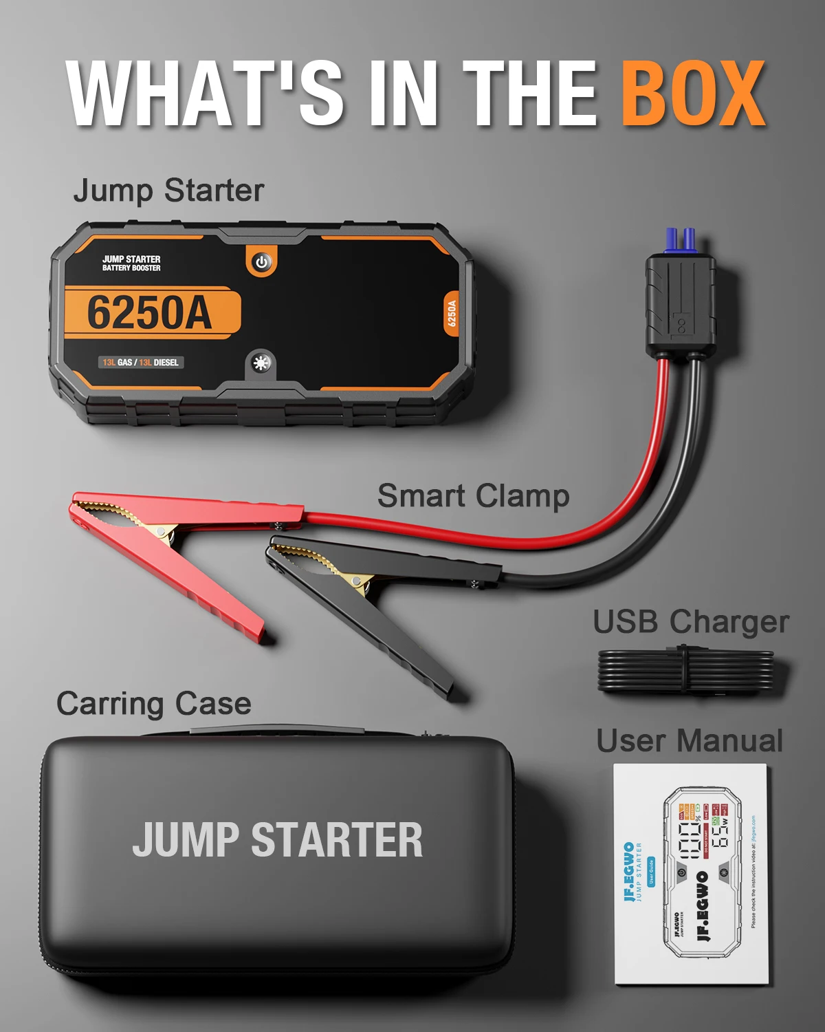 Car 6250A 30000mAh Portable 12V Jump Starter Power Bank 12V Auto Battery Charger Booster Starting Device - Image 6