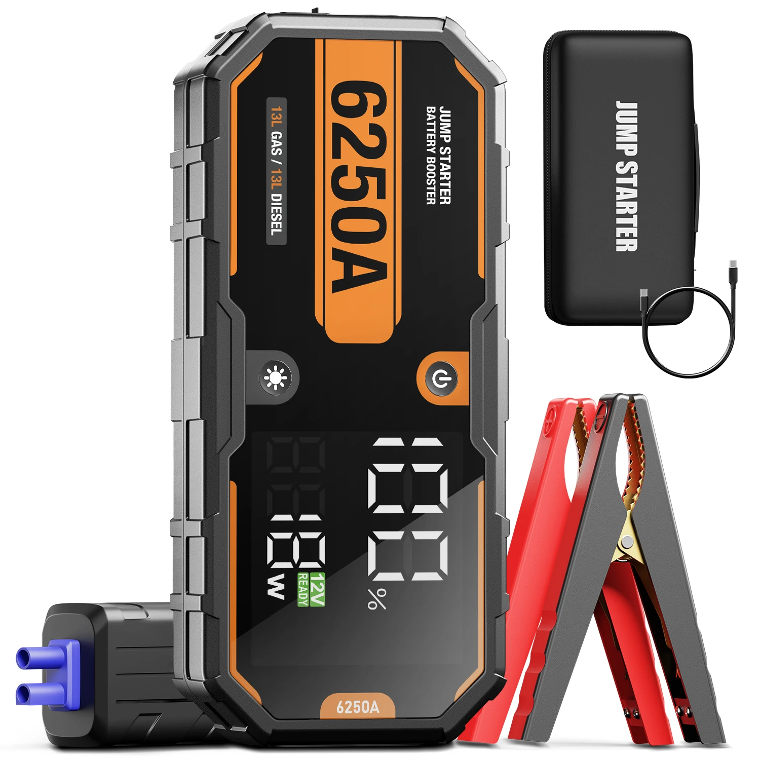 Car 6250A 30000mAh Portable 12V Jump Starter Power Bank 12V Auto Battery Charger Booster Starting Device - Image 7