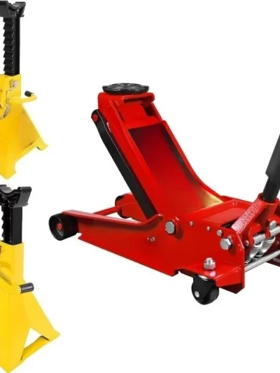 4T Floor Jack Hydraulic Low Profile Jack and 3T Jack Stands Yellow