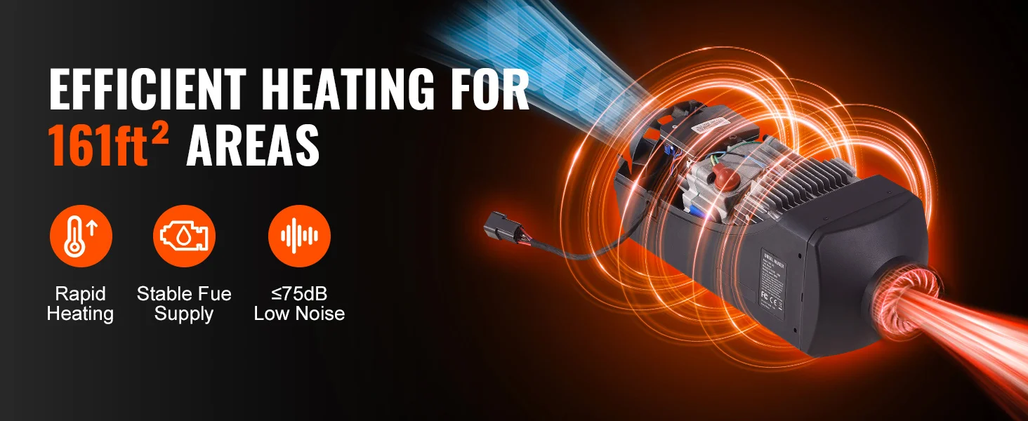 SucceBuy Diesel Air Heater 12V 5/8KW Diesel Heater Diesel Parking Heater Rapid Heating and Low Noise for RV Trailer Camper Van - Image 12