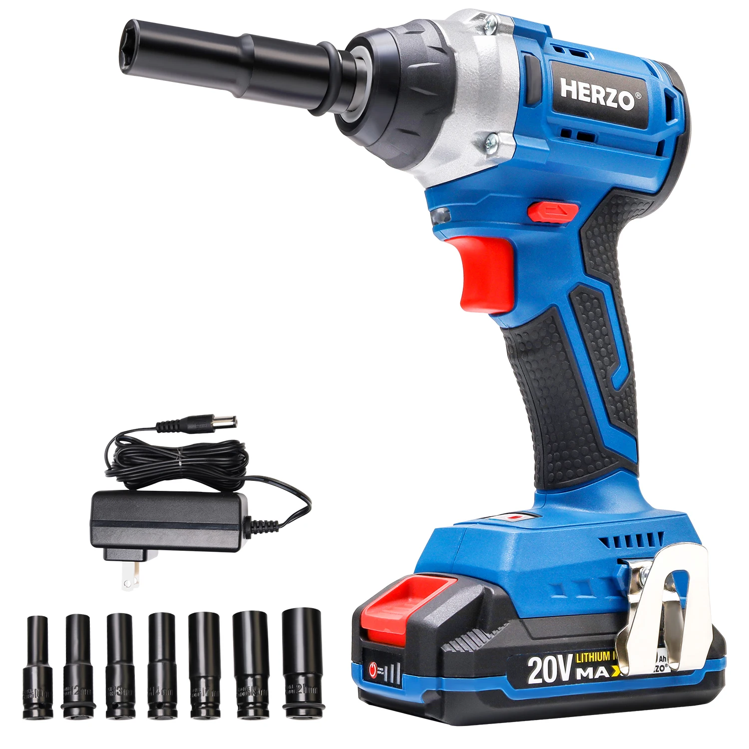 HERZO Cordless Impact Wrench 20V 1000Nm Brushless Electric Wrench Socket Battery Impact Driver Kit 1/2 Inch Power Tool