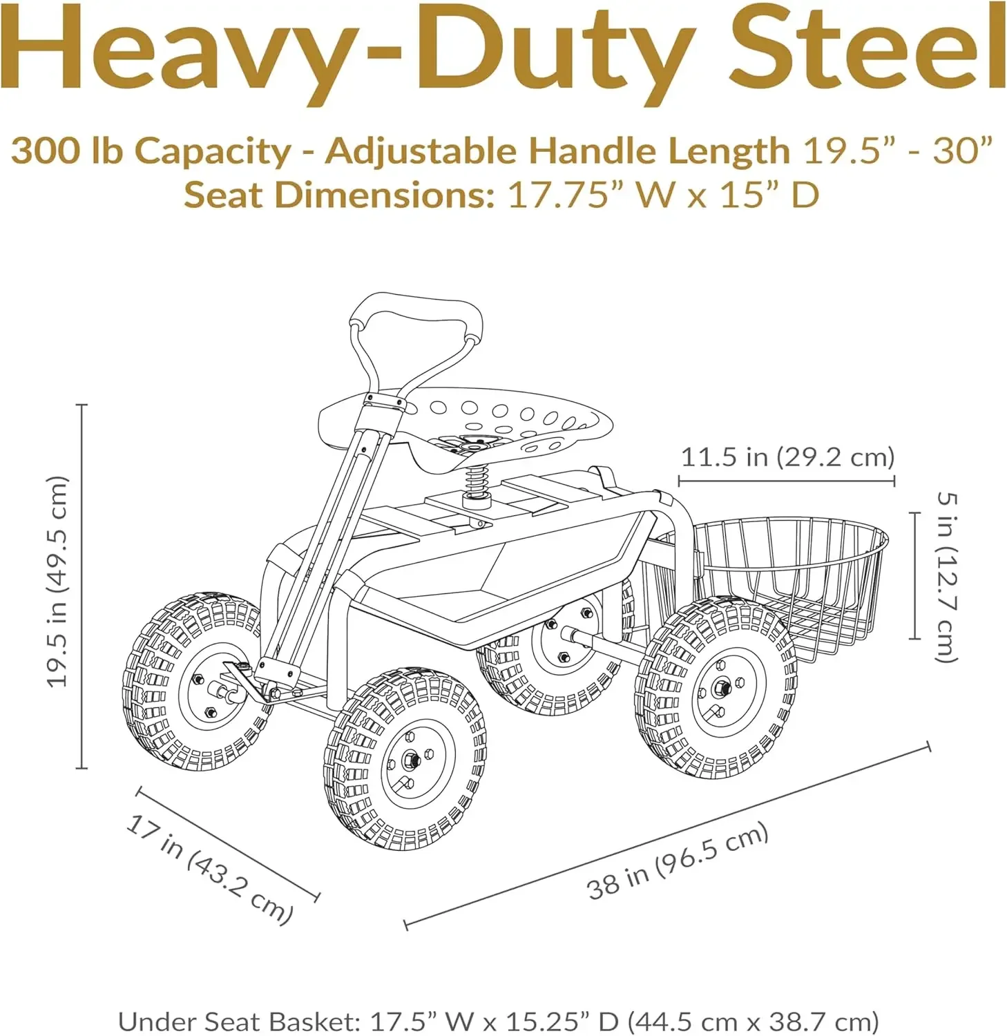 Customizable-Garden Cart With Wheels Garden Stool On Wheels Rolling Gardening Seat With Extendable Handle Swivel Seat . Green - Image 6
