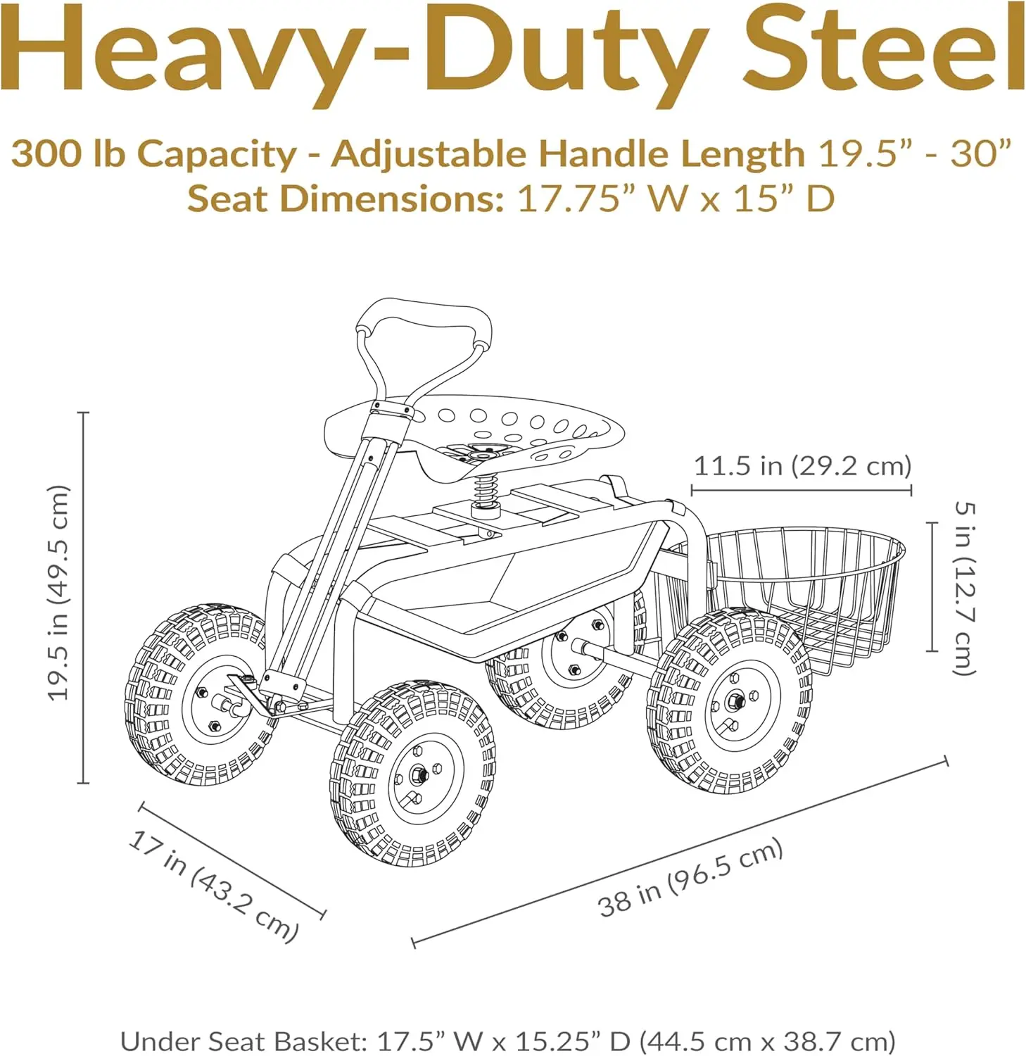Customizable-Garden Cart With Wheels Garden Stool On Wheels Rolling Gardening Seat With Extendable Handle Swivel Seat . Green - Image 12