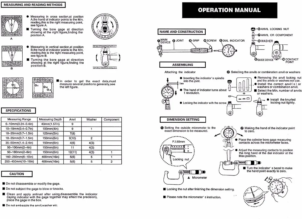 2" - 6" 0.001" Deep Engine Hole Measurement 50-160mm 0.01mm Dial Bore Indicator Gauge - Image 19