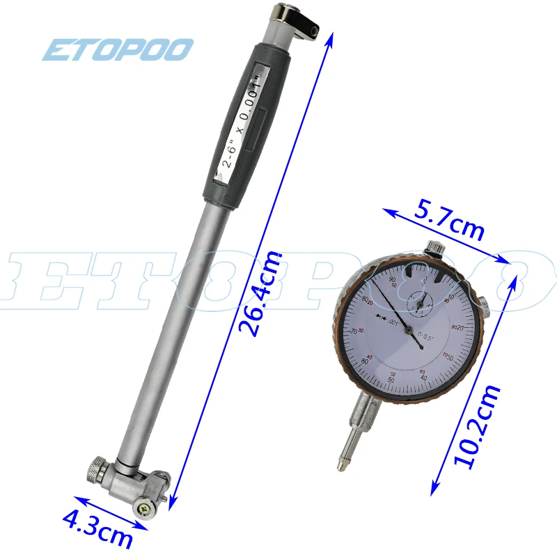 2" - 6" 0.001" Deep Engine Hole Measurement 50-160mm 0.01mm Dial Bore Indicator Gauge - Image 2