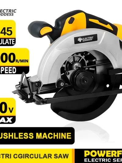 7-inch Cordless Circular Saw 5000rpm Brushless Woodworking Saw 45-degree Cutting Angle Adjustment For Dewalt 20V Battery Pin