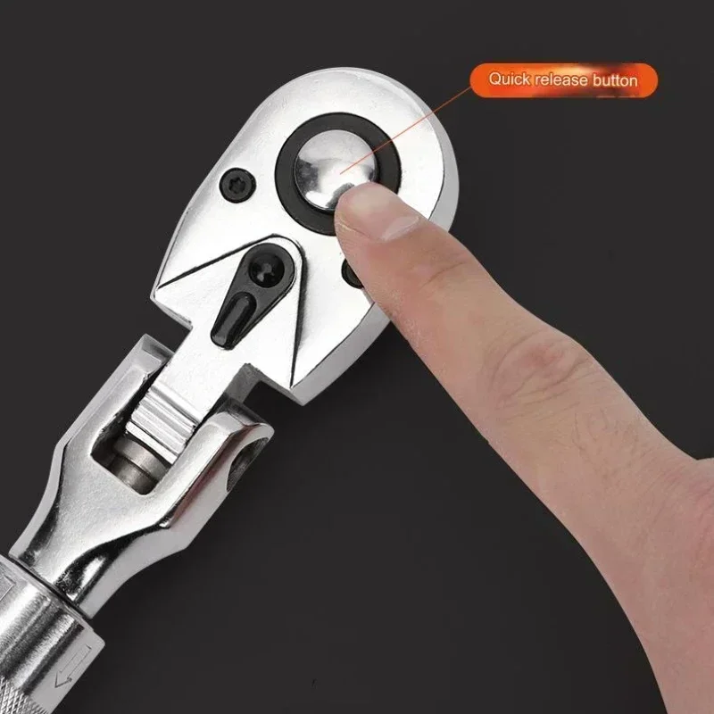 1pc 72-Tooth Ratchet Wrench Retractable, 1/4 1/2 3/8inch, Auto Repair,Quick Release Spanner - Image 3