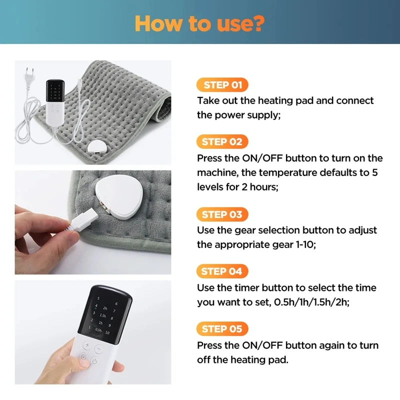 Temperature Adjustable Electric Heating Pad - Fast Heating Pain Relief For Back/neck/shoulder - Image 8