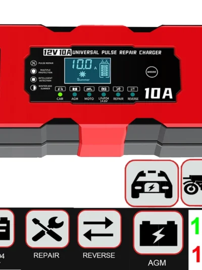 12V 10A Car Battery Charger 14.6V 10A Iron Lithium Charger For Lifepo4 Lead Acid AGM GEL PB Lithium Battery Pulse Repair