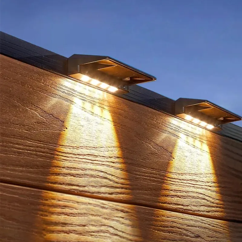 2 Pack Solar Wall Lights 4 LED Solar Fence Lights Outdoor Waterproof Solar Deck Lights Wall Lights for Fence Post Yard Pathway - Image 2