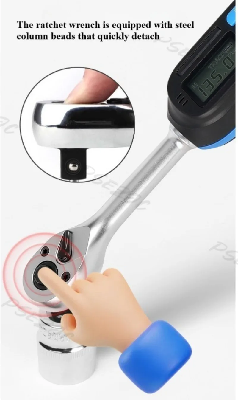 ± 2% High-precision Interchangeable Head Digital Torque Wrench Preset Torque Ratchet Wrench Four Mode Conversion - Image 15