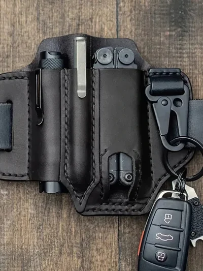 Outdoor Hunting Multi Tool Leather Bag, Portable Tool Storage Bag Leather Cover, Outdoor Camping Waist Leather Bag