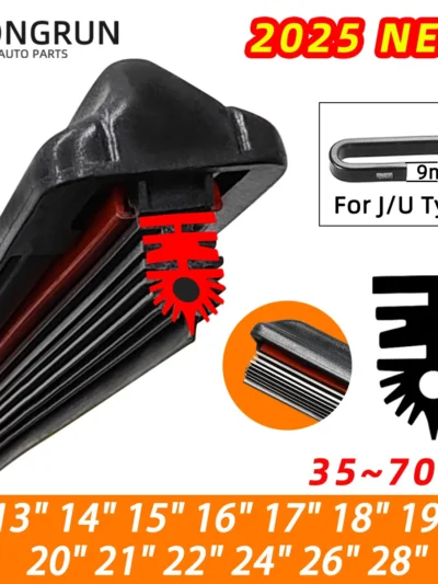 Suitable For Car Front Windshield J/U-Shaped 11 Layer Rubber Strip Wiper Blades 14 "15" 16 "17" 18 "19" 20 "21" 22 "24" 26 "28"