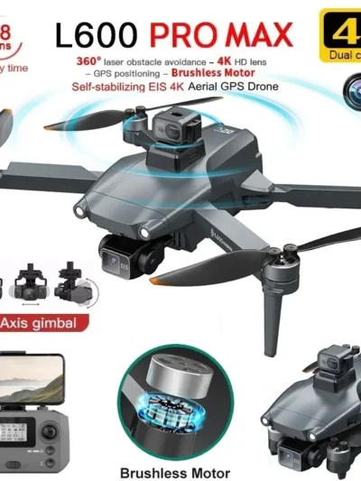 L600 PRO MAX GPS Drone Professional 4K 3-Axis PTZ HD Dual Camera Obstacle Avoidance Brushless Motor 5G WIFI RC Quadcopter Toys