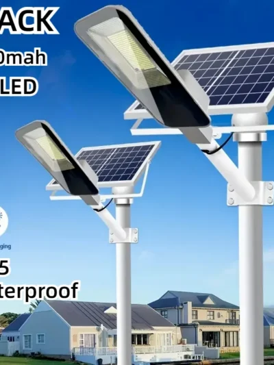 2PCS 200W Powerful Solar Light Outdoor Solar Street Light 6000mah Waterproof Automatic Dusk to Dawn Wall Light For Garage Garden