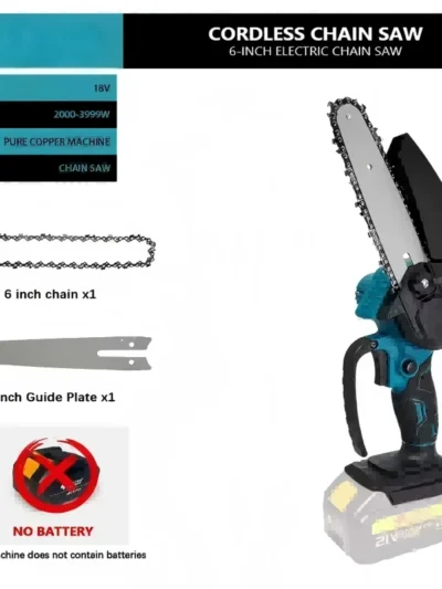 1700RPM 6 Inch Mini Li-Ion Electric Chainsaw One Hand Portable Electric Saw Fit 18V Makita Battery