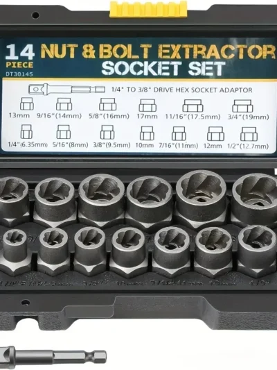 14pcs Damaged Lmpact Socket Set, Nut And Bolt Extractor & Remover-Chrome Molybdenum Steel Extractors
