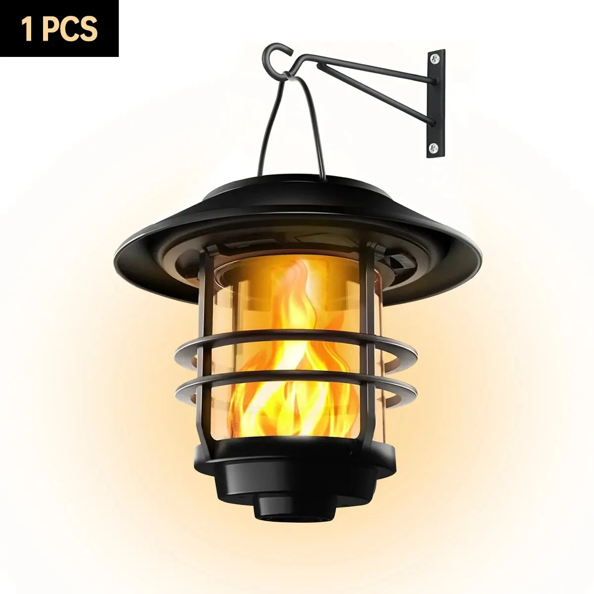 1pcs Solar Hanging Lantern Outdoor Flickering Flames Waterproof Heavy Glass Stainless Solar Outdoor Light for Wall Fence Patio P - Image 7