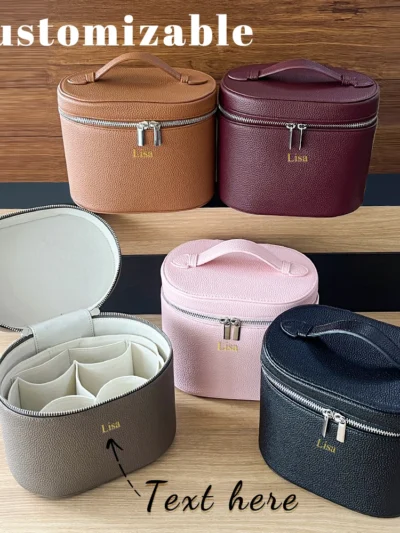 Large-capacity PU leather cosmetic box with internal storage box