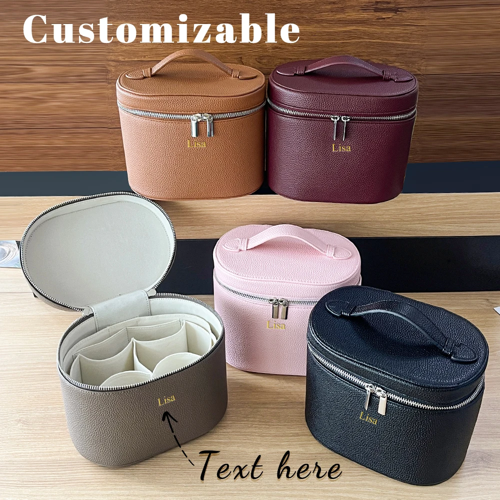 Large-capacity PU leather cosmetic box with internal storage box