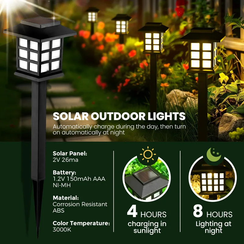 8 Pack Solar Pathway Garden Lights Outdoor Waterproof Landscape for Yard Patio Walkway Driveway Decor Solar Lawn Lamp Lighting - Image 5