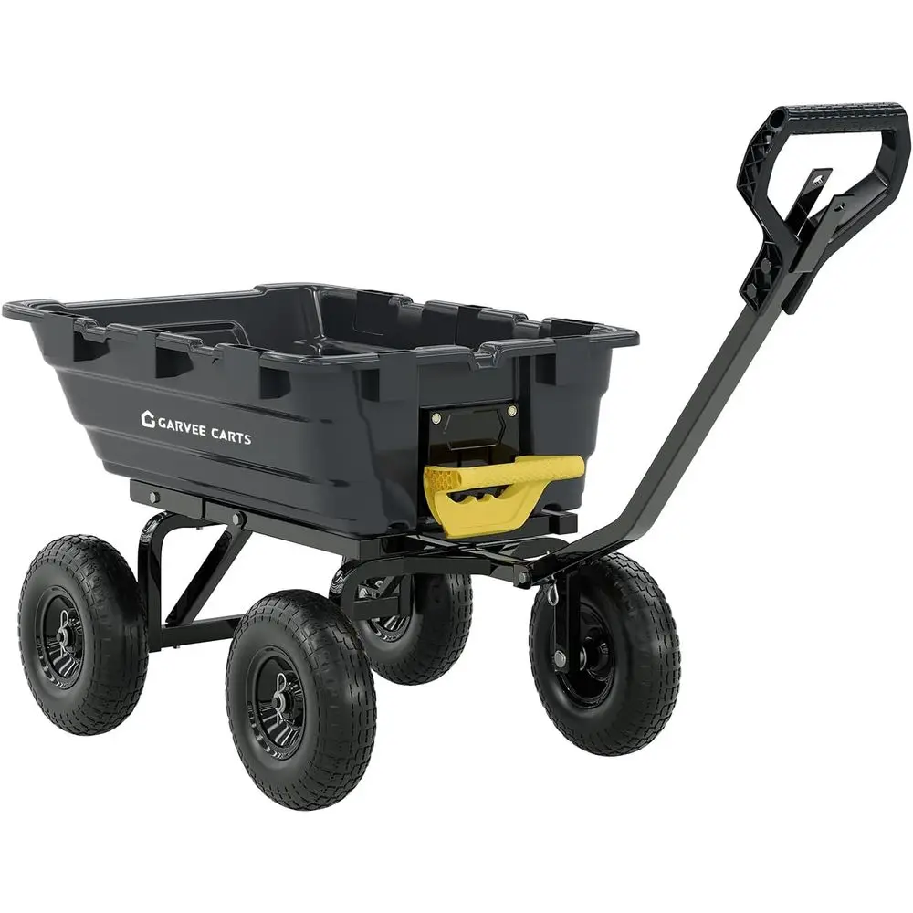 Heavy-Duty 1200lbs Capacity 7Cu.Ft. Garden Dump Cart with 2-in-1 Handle and 13in All-Terrain Wheels