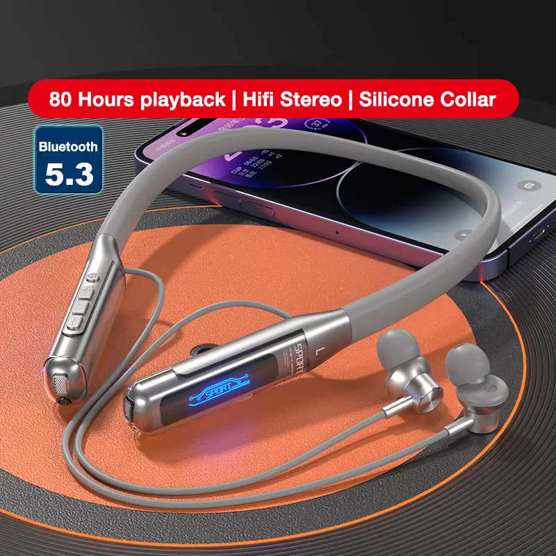 EARDECO 80 Hours Endurance Bluetooth Headphone with Microphone Wireless Headphones Bass Stereo Neckband Earphones Bluetooth 5.3 - Image 9