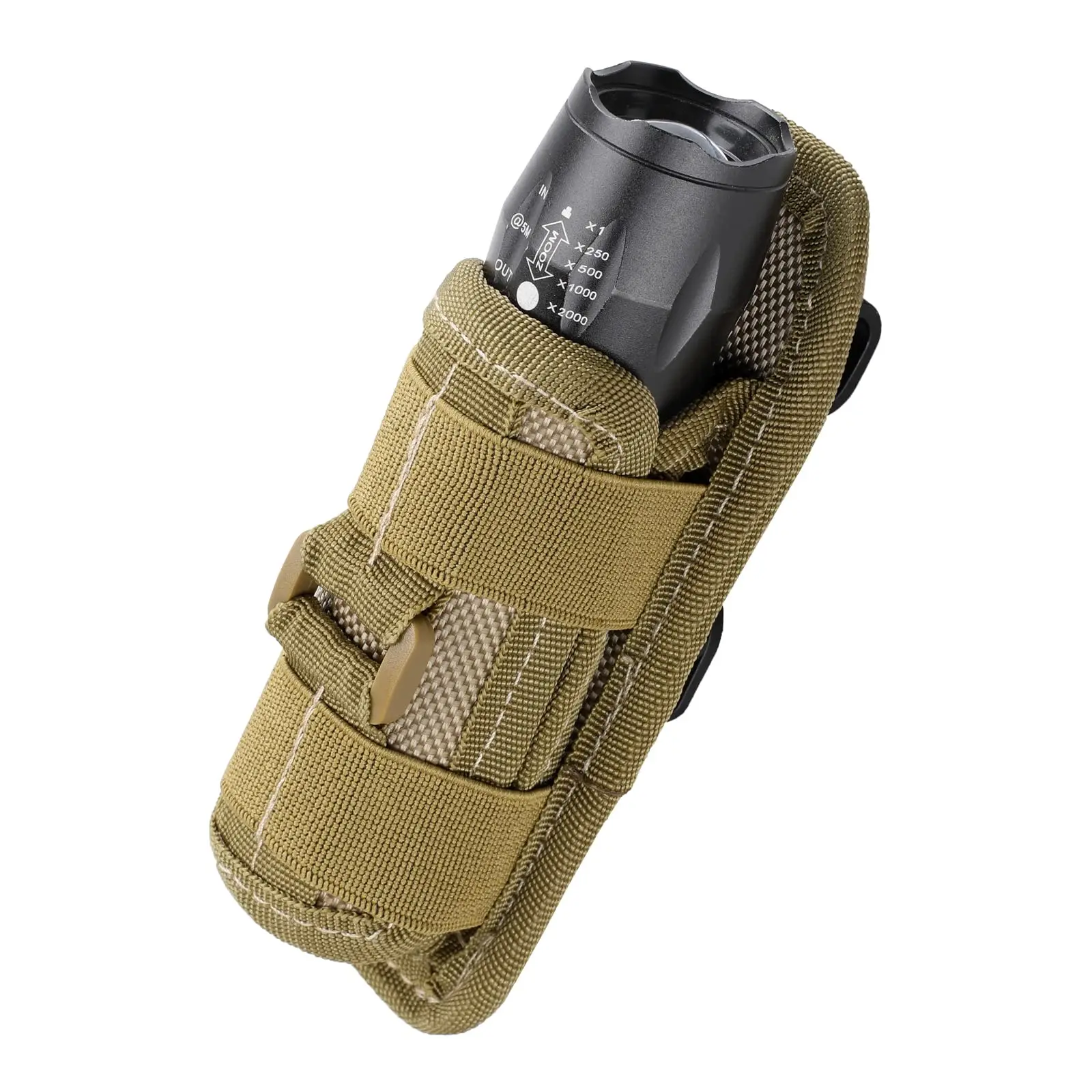 Tactical Flashlight Pouch Holster, Rotatable Holder Belt Clip Tactical Torch Carry Case with 360 Degree Carabiner Reel Clip - Image 8