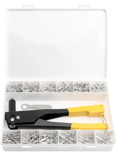 380pcs 3.2mm 4mm 4.8mm Blind Rivets Heads Attached Kit with Anti-slip Hand Riveter Gun Hand Tools Repair Set