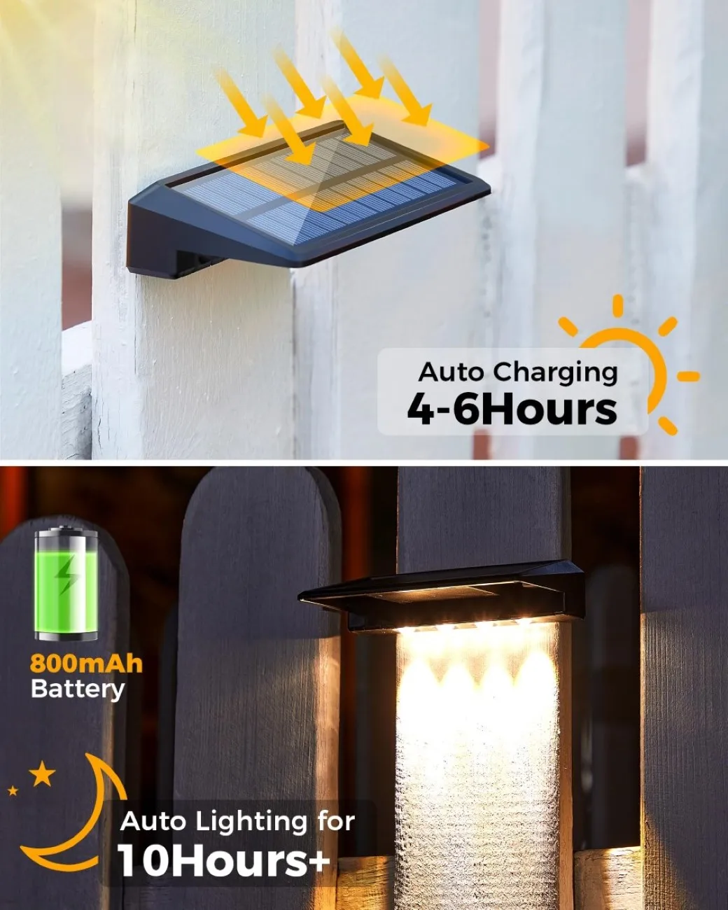 2 Pack Solar Wall Lights 4 LED Solar Fence Lights Outdoor Waterproof Solar Deck Lights Wall Lights for Fence Post Yard Pathway - Image 15