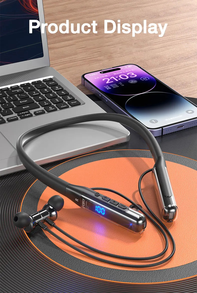 EARDECO 80 Hours Endurance Bluetooth Headphone with Microphone Wireless Headphones Bass Stereo Neckband Earphones Bluetooth 5.3 - Image 23